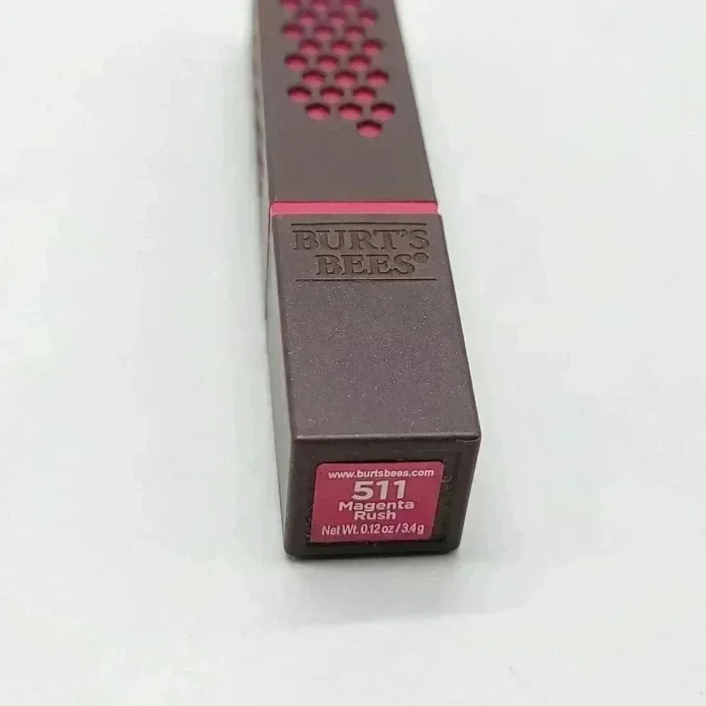 Burt's Bees Moisturizing Lipstick 511 Magenta Rush 0.12 Oz. Full Size New Sealed